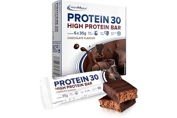 IronMaxx – Barre Protéinée Protein 30 – Chocolat 6 x 35 g – Barre protéinée sans sucre, snack protéiné sport