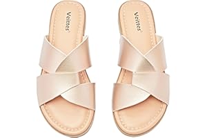 Veittes Sandalias planas para mujer - Zapatos de moda con tiras cruzadas para primavera y verano.