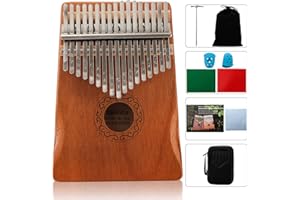YOUEON 17 Keys Kalimba Thumb Piano with Portable Bag Study Instruction and Tune Hammer Mahogany Wood Kalimba Finger Piano Musical Instrument Gifts for Kids, Adults, Beginners and Porfesstional