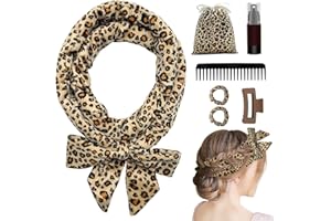 CRIVEPLE Lockenwickler Ohne Hitze, Heatless Curls Band Set Rutschfest Lockenwickler, über Nacht DIY Hair Curler mit Haarnadel Locken für Langes Mittleres Haar (Leopardenmuster)