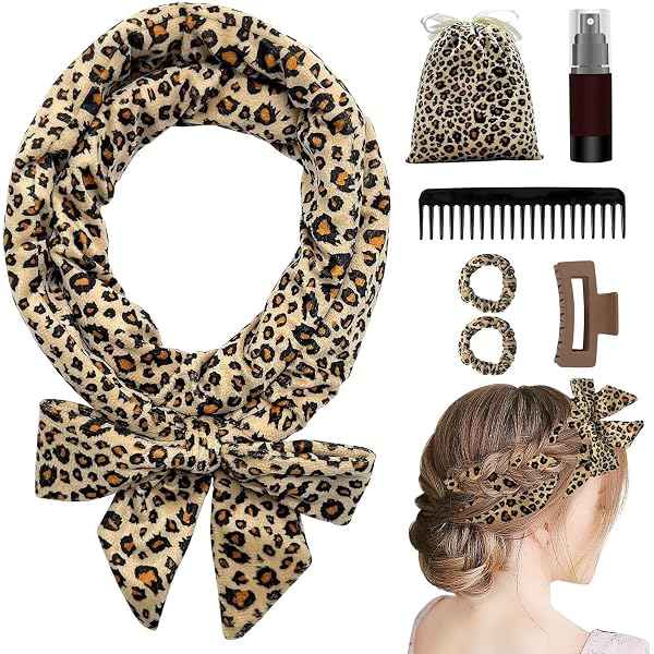 Heatless Curls Band – Locken über Nacht Ohne Hitze, Mit Haarbändern & Spangen, Khaki