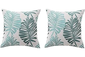 FANJIANG Juego de 2 Fundas de Cojín 45x45 cm, Fundas de Almohada de Linaza con Cremallera Oculta, para Sofá y Decoración Hogar. (Verde)