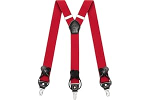 Kohentact Braces for Men with Clip and Button Attachment Options, Includes 6 Buttons, 1.4 Inch Width Y-Shape for Heights up to 6'7", Stainless Steel, XL Elasticity Adjustment Suspenders
