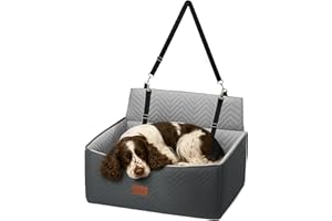 Furdreams XL Dog Car Seat – Plush Travel Bed with 10cm Foam Booster – Fits Dogs Up to 27kg – Non-Slip Base – 74x53x27cm – Converts to Cozy Sofa Bed – Machine Washable Cover (Dark/Light Grey)