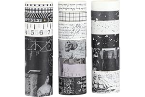 LGEGE 20 Rollen Washi Tape Set, 25/20/15/10/5 mm breit, Schwarz & Weiß, Gothic Vibe Element, Abdeckband Dekor für Scrapbook, DIY Handwerk, Scrapbooking, Geschenkverpackung, Tagebuch, Planer