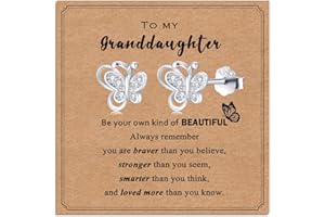 RoseJeopal 925 Sterling Silver Stud Earrings with Cubic Zicronia, Hypoallergenic Silver Earrings for Girls, Gift for Granddaughter