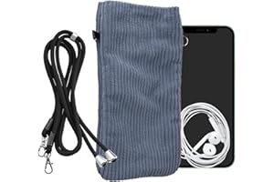 kwmobile Handytasche für Smartphones XXL - 7" Handy Tasche - Cord Handy Hülle Vintage Blue mit Kordel - Tasche mit Handykette 17,7 x 9 cm Innenmaße
