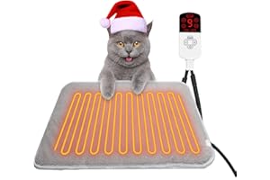 TEOV Haustier Heizkissen für Katzen Hunde 45 x 45CM, 20°C-55°C Temperatur & 4 Timing Einstellbar, Sichere wasserdichte Heizkissen