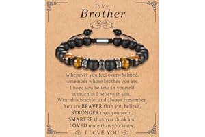 KORAS Gifts for Men Boys, Boyfriend Husband Bracelet Tiger Eye Bracelet for Dad Grandad Son Uncle Brother, Beads Bracelet Present for Birthday Fathers Day Christmas Valentines Day