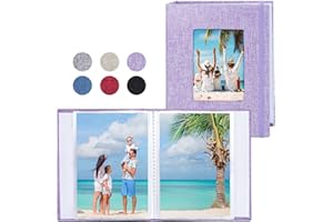 Vienrose Álbumes de Fotos Pequeños 15x10cm Fotos, 2 Paquetes de Mini Álbumes de Fotos con Cubierta de Lino, 26-Páginas con Capacidad para 52 Fotos, Obras de Arte o Postales Púrpura
