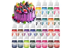 ERCORART Colorant Alimentaire - 24 Couleurs Hautement Concentrées Colorant Alimentaire Naturel, Colorant Alimentaire Liquide pour Decoration Gateau Anniversaire, Oeufs Bio, Number Cake, Pate a Sucre - 6 ml