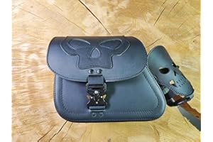 ORLETANOS Sacoche à Bascule Dyna Skull Blackline Compatible avec Harley Davidson Dyna Street Bob Fat Bob Low Rider Sporty Sac de Voyage Sportster Sac de Voyage
