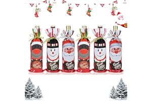 BOGORO Sacchetti Regalo per Bottiglie di Vino di Natale,6 Pezzi Borsa per Bottiglia di Vino di Natale,Sacchetti da Regalo Natale per Bottiglia di Vino,Riutilizzabile Natale,Festa,Tavolo da Pranzo,Decor