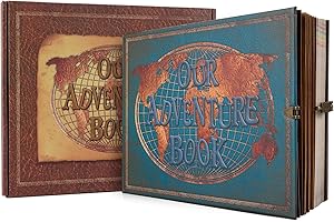 XIONGXIONG Our Adventure Book Scrapbooking 180 PáGinas,áLbum De Recortes Con Cierre Vintage,DiseñO De Portada En Relieve 3d,Adventure Book áLbum De Recortes De Viajes Para Aniversario,Boda,San Valentín(Verde)