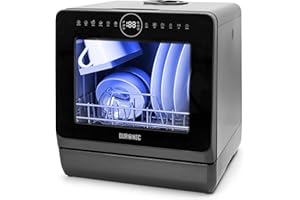 Duronic DW5 BK Lave-vaisselle de table 950W lave vaisselle posable portable compact gain de place pour petite cuisine 7 programmes de lavage séchage efficace pratique
