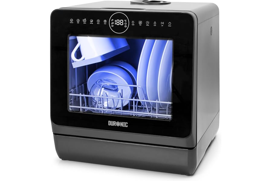 Duronic DW5 BK Dishwasher Freestanding 950W Dishwasher Small Mini Dishwasher for Small Kitchens Small Spaces Tabletop Dishwasher 7 Programs Automatic Dish Washer