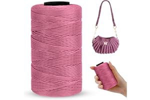 LEREATI Cordino per Borse Uncinetto Piatto Filo Macrame 1mm x 230m Macrame Corda Colorata Cordoncino per Borse a Uncinetto, Arazzo da Parete, Acchiappasogni, Fai da Te (Fagiolo Sabbia)