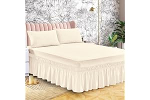 RUGS INN Frilled Valance Sheet for Single Bed Extra Deep Plain Dyed Non Iron Poly Cotton Bed Mattress Cover latte beige - 90 X 190 + 25 cm