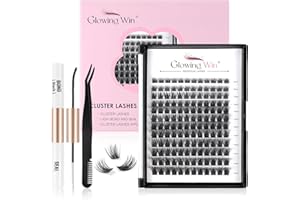 Glowing Win Einzelne Wimpern Extensions Set DIY Cluster Lashes Kit mit Lash Bond and Seal and Pinzette Individual Fake Lashes Extension 144PCS Wimpernverlängerung 8-16mm Natürliche Künstliche Wimpern