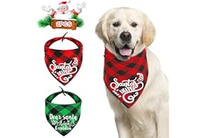 QKURT Confezione da 2 bandane natalizie per cani, Natale classico scozzese di bufalo Sciarpa per animali domestici Bavaglino a triangolo Set fazzoletto Costume natalizio per cani di taglia media Gatti