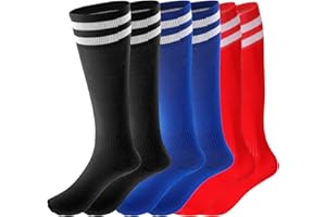 Fanshiontide 3 Pairs Kids Football Socks, 3 Colors Childrens Football Socks Kids Long Breathable Soccer Socks for Daily Running Training Socks for Kids Boys Aged 5-12