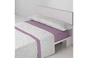 Sedalinne - Juego de Sabanas Termicas Llanes 3 Piezas - Cama 135x190 cm - Tejido Térmico Pirineo Suave - Incluye Bajera Ajustable, Encimera y Funda de Almohada - Sábanas de Invierno - Morado