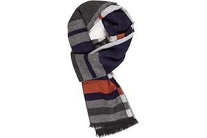 MELIFLUOS DESIGNED IN SPAIN Bufandas de Hombre de Rayas y Casillas Gris Elegante Diseño Español 100% Viscosa