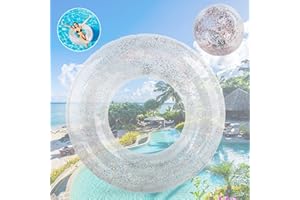 PUKITT Anello Per Nuoto Adulti, Paillettes Colorate Swim Anello Con Pallone Da Spiaggia, Anello Galleggiante Trasparente, Galleggianti Gonfiabili Durevoli Galleggianti, Tubo Anello Nuoto Per La Festa Estiva
