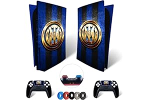 MaD Vision® Extra-Durable Skin Set per PS5 Disc + 5 Paia di Aiming Rings | Pellicola Adesiva in Vinile Opaco per PlayStation 5 + 2 Controllers - per Inter Design