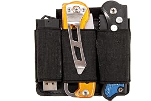 QCZJ EDC Elastischer Organizer Patch mit Klettverschluss, seitlichem Leder-Halter für Stifte, Taschenlampen und EDC-Ausrüstung zur Befestigung an Ihrer täglichen Tragetasche.