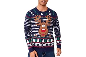 Leversic Maglione Natalizio Uomo Maglioni Natali Ugly Sweater Invernale Pullover in Maglieria Manica Lunga Felpa Natalizia S-XXL