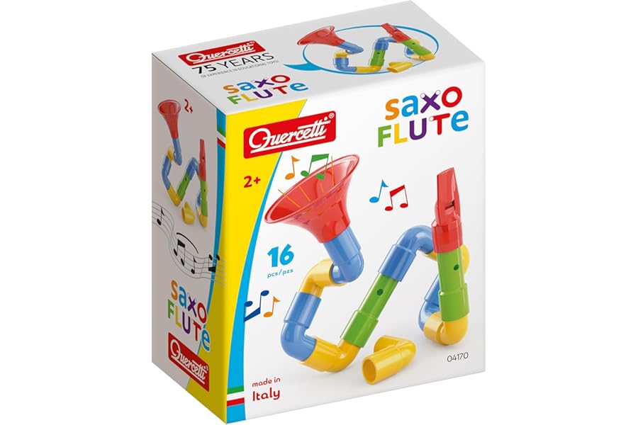 Quercetti Q4170 Quercetti-4170 Saxoflute, Wind & Brass Construction Set, Toy Musical Instrument for Kids, Multicolor