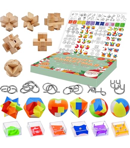Calendrier De L'Avent 2024 - 24 Puzzles En Métal Et Bois Pour Noël