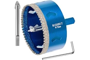 NICAVKIT Diamant-hålsåg 75 mm med centreringsstyrningsborr, professionell tandad diamantborr för kakel, porslin, glas