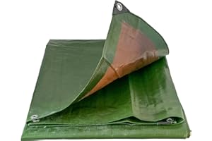 COST WISE Tough heavy 220 gsm duty waterproof green with brown reverse tarpaulin/tarp cover sheet/extra eyelets at 50cm with reinforced corners,ideal as a camping ground sheet. (2m x 3m)
