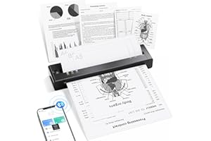 TATTMUSE Stampante portatile A4 da viaggio, stampante termica A4 Supporta il formato A4/A5/B5, piccola stampante portatile senza fili compatibile con telefono, laptop, stampante portatile per ufficio