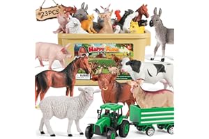 FRUSE Animali Giocattolo per Bambini,23 Pezzi Animal Farm con Realistico Fattoria Animali Figure,Trattore Giocattolo, Balle di Fieno e Recinti,Giochi Educativo per Bambina Ragazzo Ragazza 3 4 5 6 anni