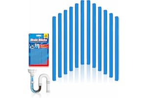 NAEEM SONS 12x Drain Sticks Heavy Duty Clog Remover Commercial Strength Drain Sticks For Drains Pipe Kitchen Sink Bathroom Showers Toilets Bathtubs Sewer Blockages Cleaner Drain Unblocker Supplies (pack of 12)