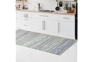 CosìCasa Tappeto Cucina Antiscivolo Lavabile e Antimacchia in Bamboo | Tappetino Cucina Decorativo e Resistente Per Aree Alto Traffico | Corsia Runner Passatoia Lunga | Grigio Vintage - 50x230