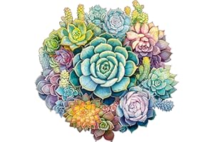 AAGOOD Wooden Jigsaw Puzzles,328 Pieces Plants Shape Puzzle Wooden Puzzle for Adults and Children, Jigsaw Puzzle for Kids Succulent Plant