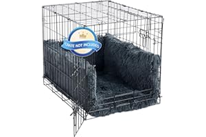 HOMBYS Fluffy Dog Crate Bumper with Dog Mat (Crate NOT Include)-Soft Faux Fur Crate Accessorie Dog Kennel Cover, Dog Crate Training Pad for a Safe & Comfortable-Fit Front Door Crates