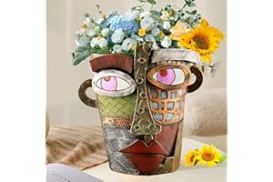 TEELORAY Bunt Blumentopf, Abstrakte Blumentopf Gesicht Pflanzgefäße Harz Übertopf Dekorativer Pflanztopf für Heimdekoration Innen Lustiger Sukkulenten Pflanzgefäß Zimmerpflanzen Töpfe für Centerpiece Geschenke