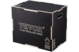 VEVOR Une Plyo Box Polyvalente pour Obtenir Facilement Une Excellente Physique 3-en-1 Hauteur 60/50/40 cm Boîte à Saut Musculation Unisex-Adult, Black, M
