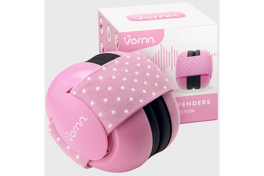 VORNN Baby Ear Defenders & Infant Headphones Noise Cancelling Earmuffs for Babies and Toddlers 0-36 Months in Pink | CE & UKCA Certified for Hearing Protection, Comfortable Fit & Safe Sleep