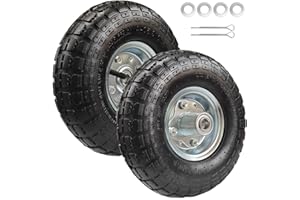 SIPARTS 10" Replacement Tire and Wheel 4.10/3.50-4",10 inch Pneumatic Utility Tires for Gorilla Cart, Dolly, Hand Truck, Lawnmower, Garden Wagon with 5/8” Axle Bore Hole - Double Sealed Bearings (2 pack)