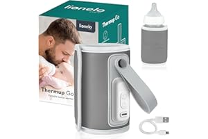 LIONELO Thermup Go Tragbarer Flaschenwärmer zur Temperaturhaltung, hält Wärme bis zu 24 h, 5 Temperaturstufen zur Auswahl, USB-Ladung, Aufwärmzeit bis zu 45 min, BPA-frei