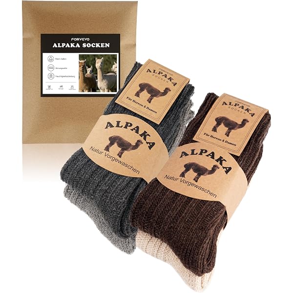 GoWth Thermosocken Alpaka Socken Wollsocken Für Damen Und Herren Outdoor Socken 4 Paar