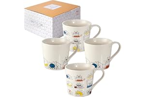 SPOTTED DOG GIFT COMPANY Mug Set of 4 Mugs Cups for Coffee Tea with Funny Cats Gift for Cat Lovers Women and Men