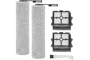 Fixbetter Rouleau de brosse de rechange et Filtre HEPA pour Tineco Floor One S5 Combo / S5 Combo Power Kit aspirateur humide et sec, 2 rouleaux de brosse + 2 filtres + 1 brosse de nettoyage