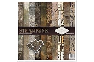 ITD Collection - Emballage Scrapbooking 12 x 12 pouces, Papier Scrapbooking, Papier Décor, Papier Carton - 310 x 320 mm (SLS-003 - Steampunk)- HS code 48025890